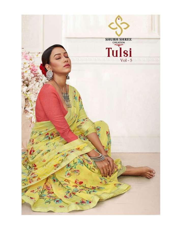 shubh shree tulsi vol 5 weightless printed sarees 