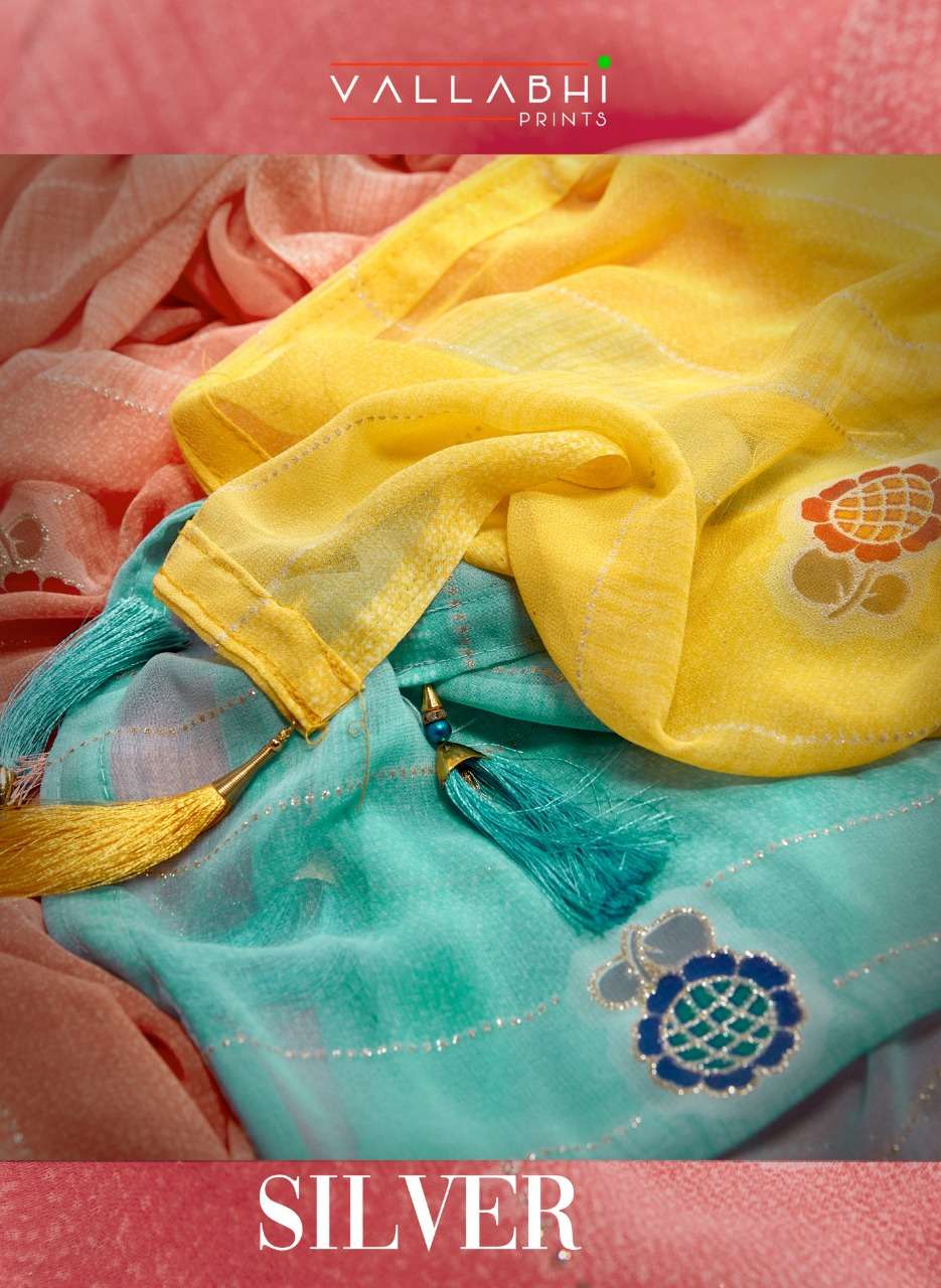 silver by vallabhi printed georgette designer sarees