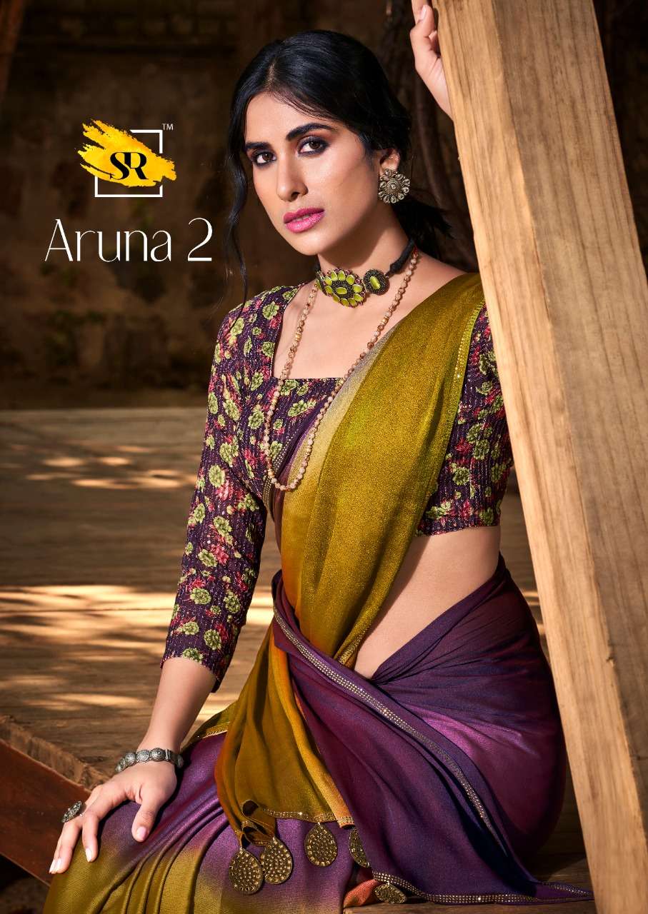 sr aruna vol 2 3d velvet chiffon saree with sequence work blouse 