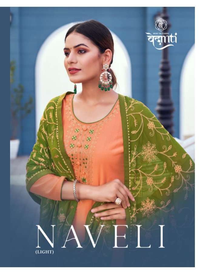 vedanti present naveli light silk work fancy salwar kameez