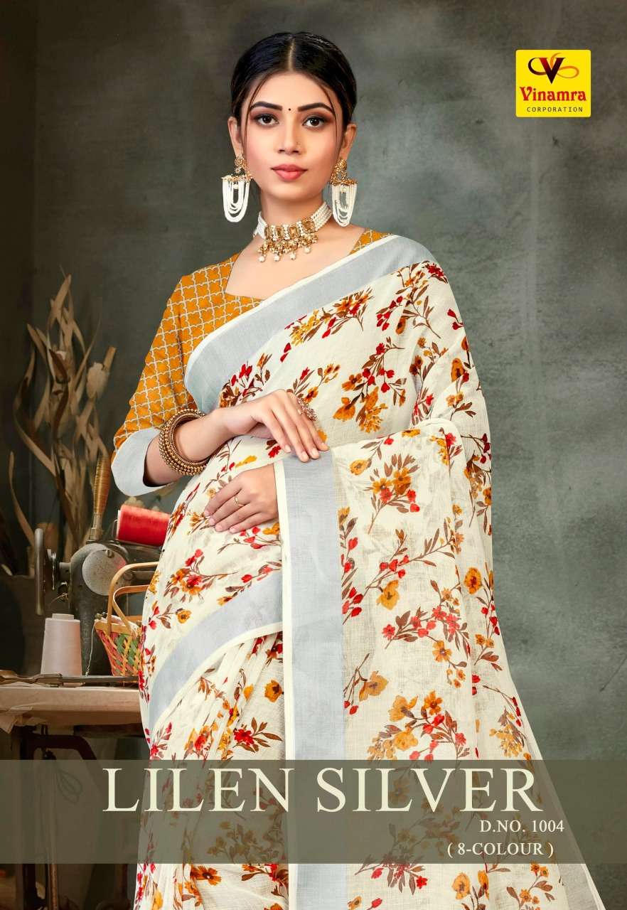 vinamra corporation lilen silver 1004 sarees supplier