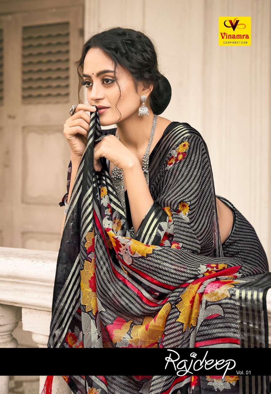 vinamra corporation rajdeep viscose patta casual wear sarees