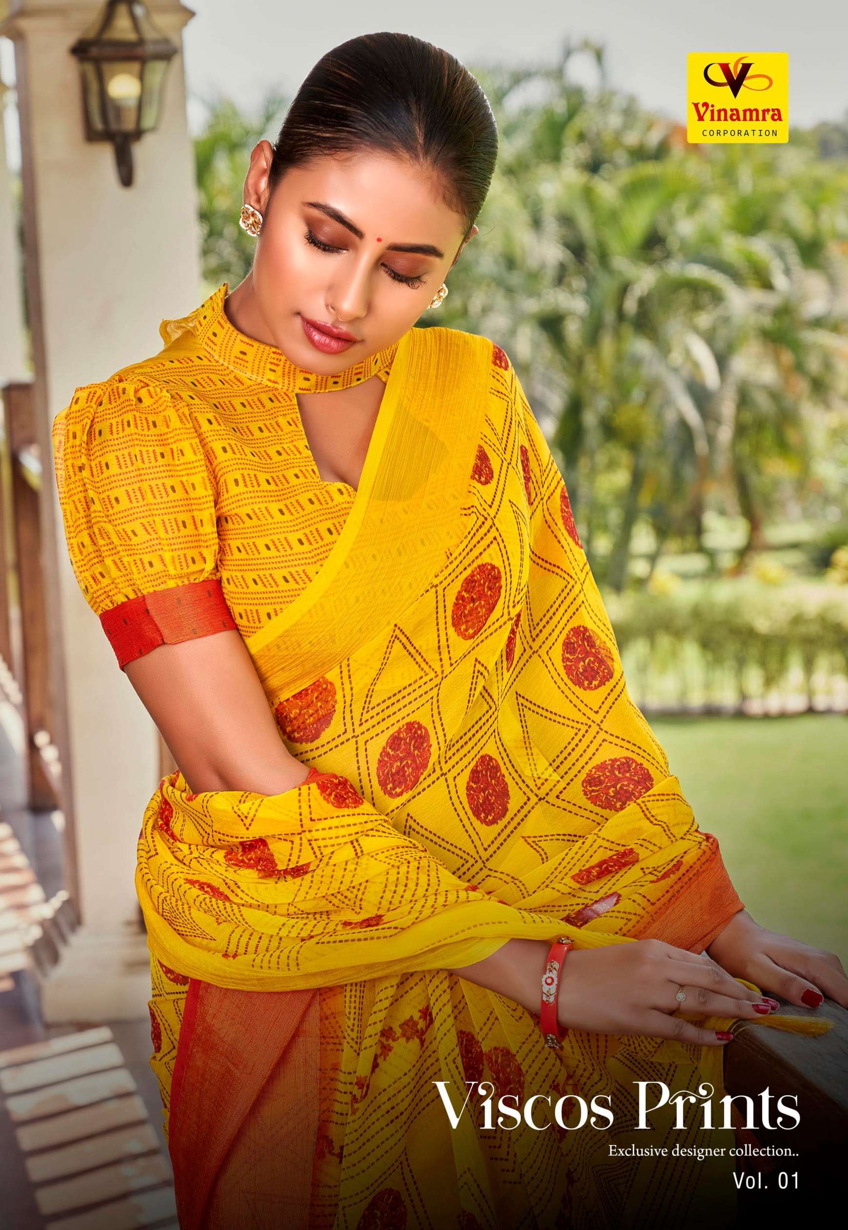vinamra viscose prints vol 1 chiffon viscose patta sarees 