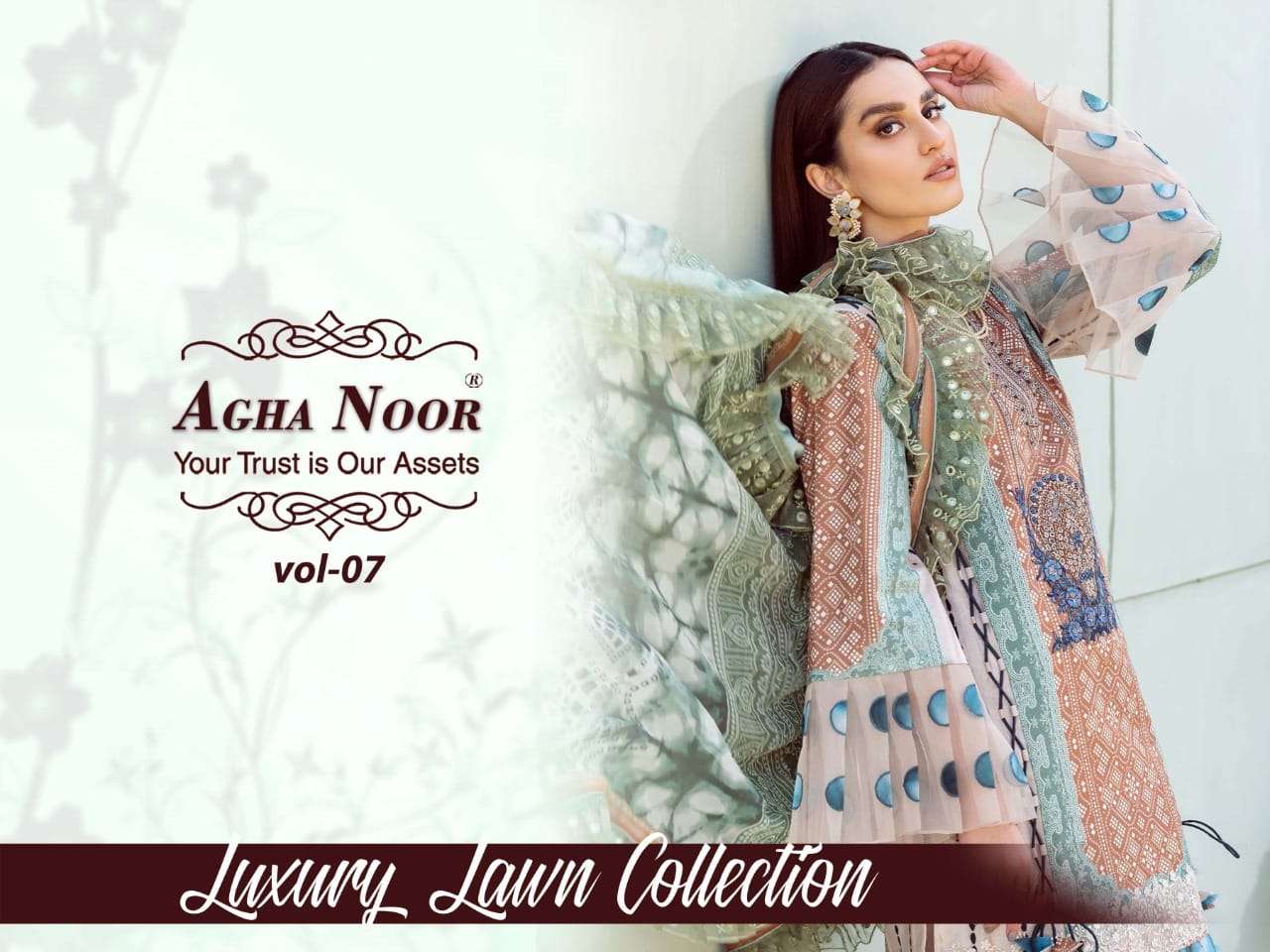 agha noor vol 7 laxury lawn collection of printed salwar kameez