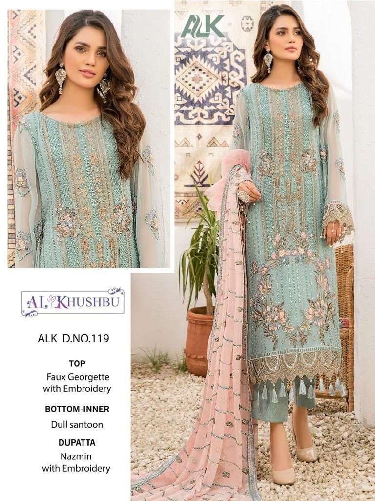 alkhushbu alk 119 design georgette pakistani suit at singel pc 