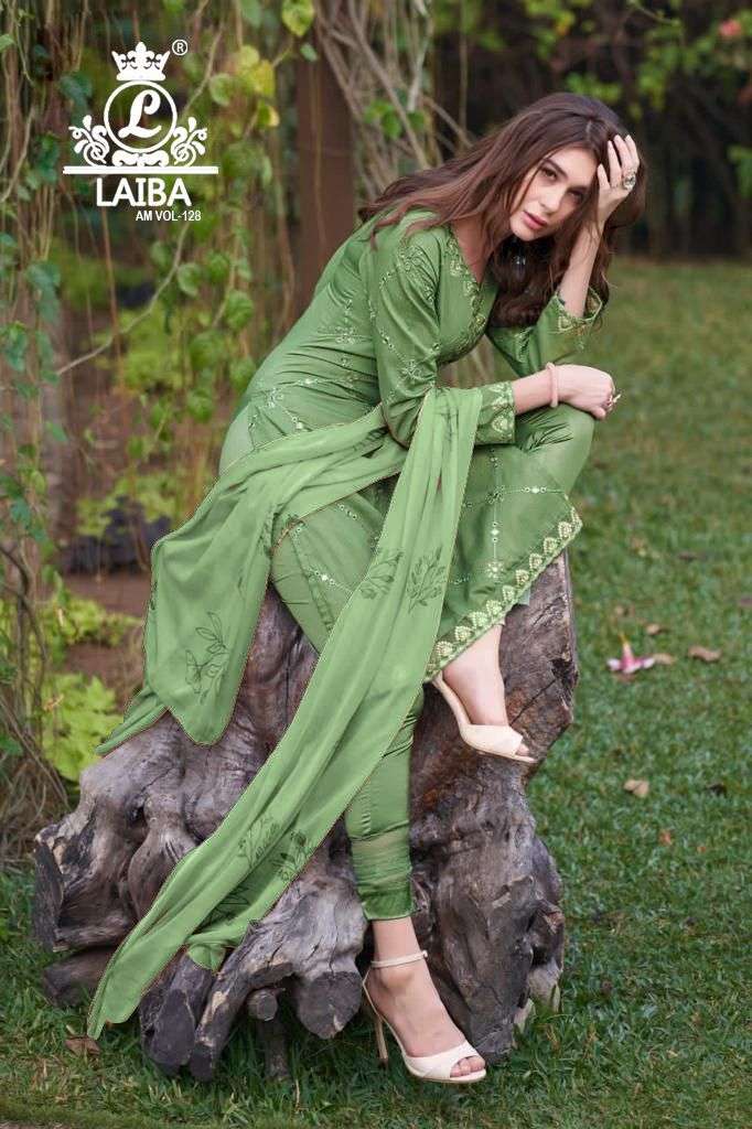 am vol 128 by laiba designer pure georgette pakistani readymade suits