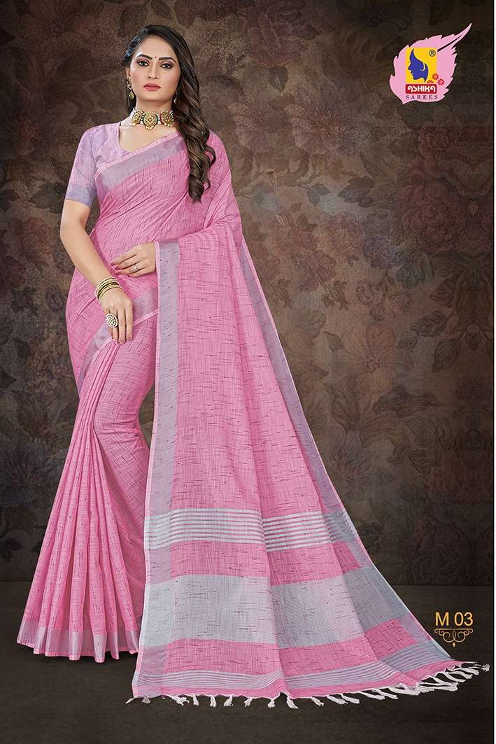 ashika sarees marbel beauty cotton linen sarees authorized supplier 
