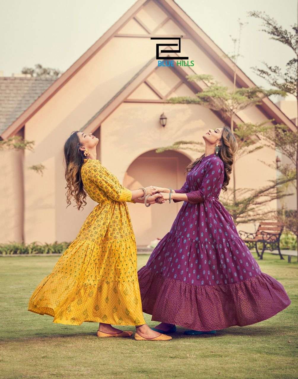 blue hills florencia vol 3 cotton flair style gown kurti design 2022 