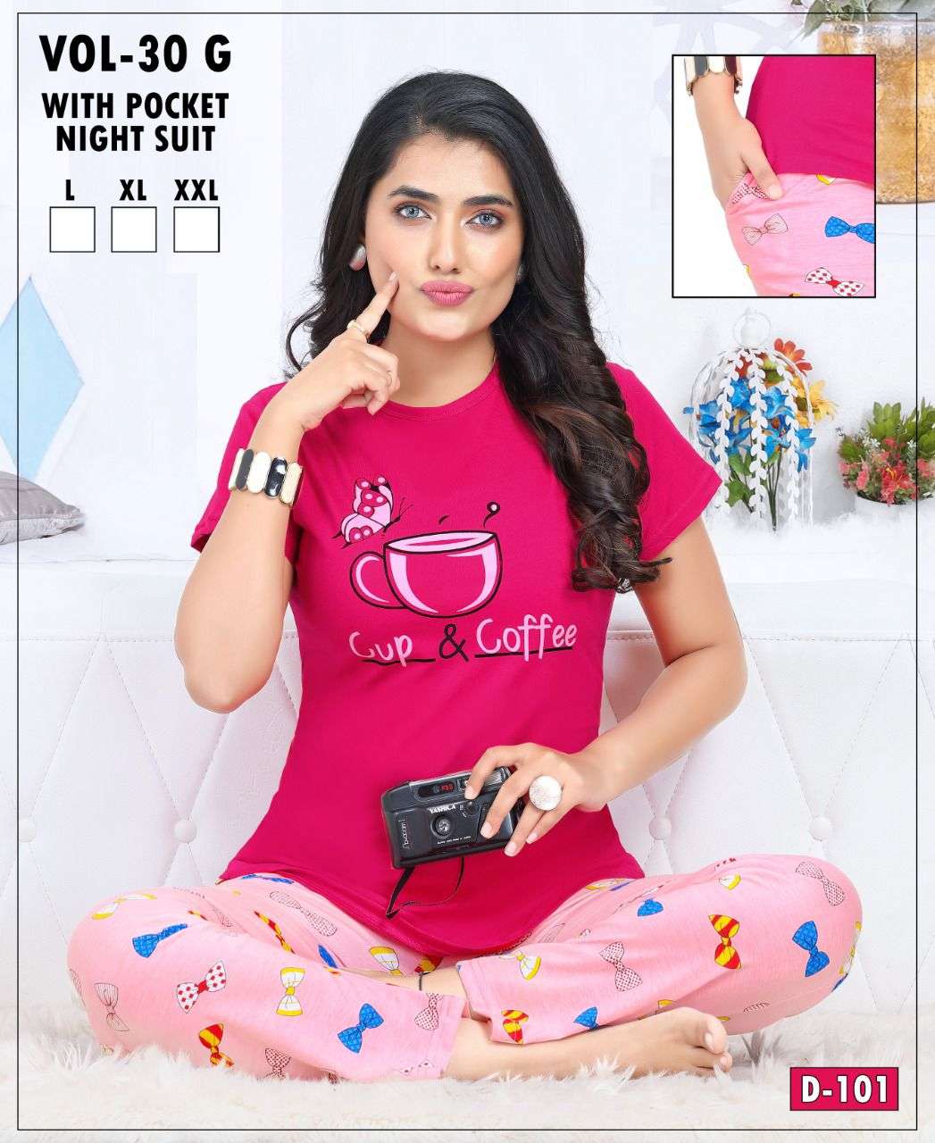 FASHION TALK VOL.30 G Heavy Shinker Hosiery Cotton Heavy Night Suits With Pocket CATALOG WHOLESALER BEST RATE