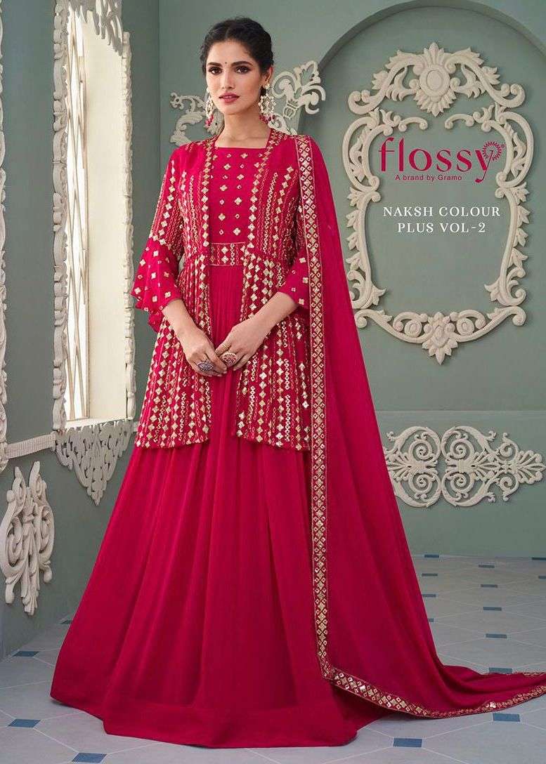 flossy naksh color vol 2 frint and back work heavy dresses 