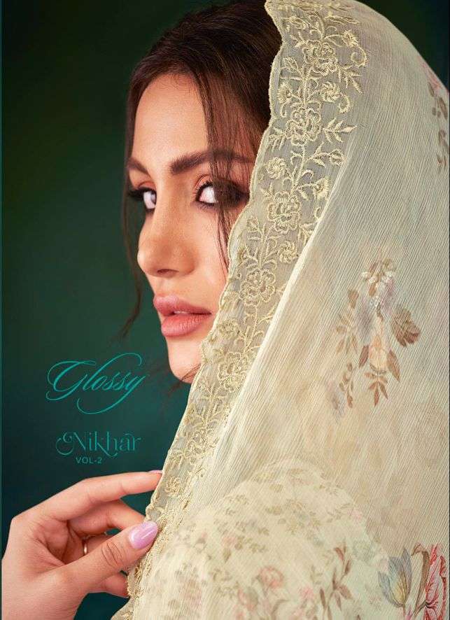 glossy nikhar vol 2 cotton doria salwar kameez design 