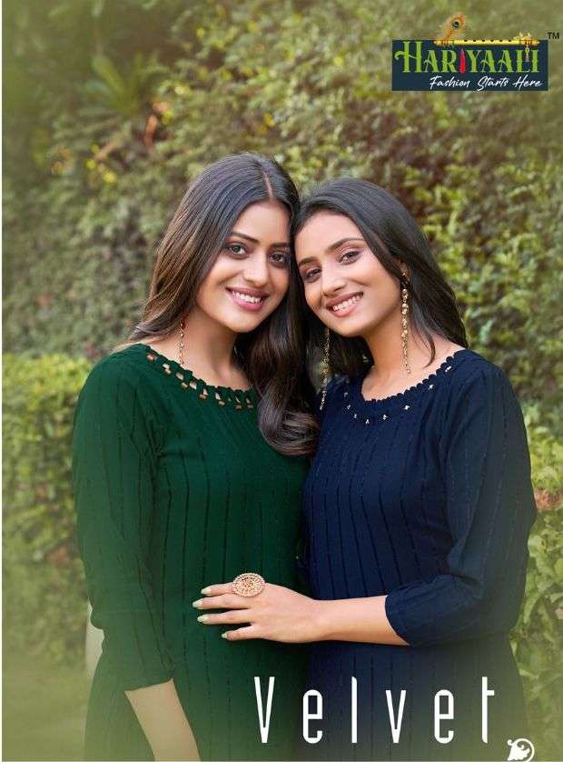 hariyaali velvet fancy rayon  kurti at krishna creation