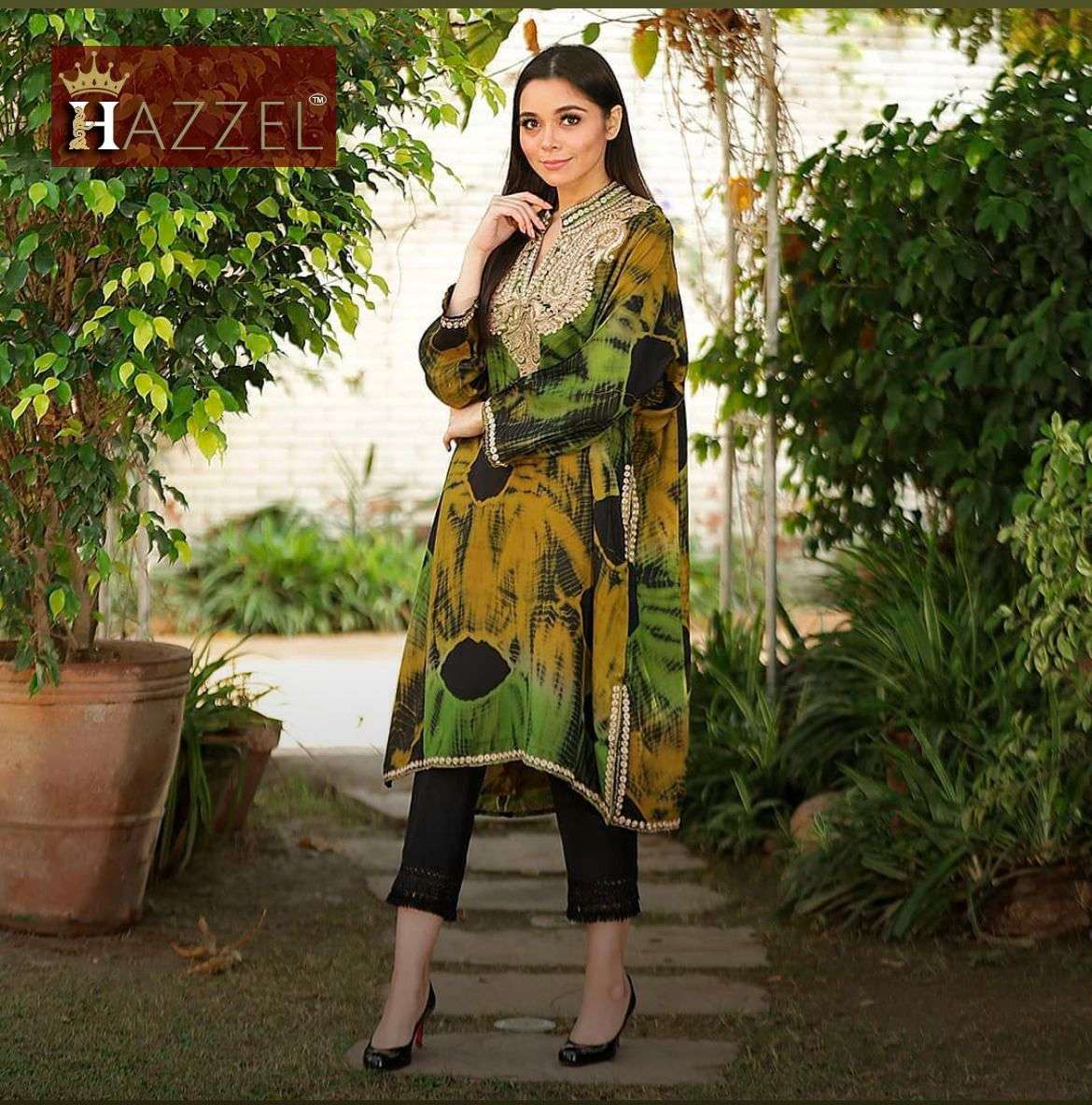 hazzel present readymade vol 1 georgette embroidery pakistani kurti with pant