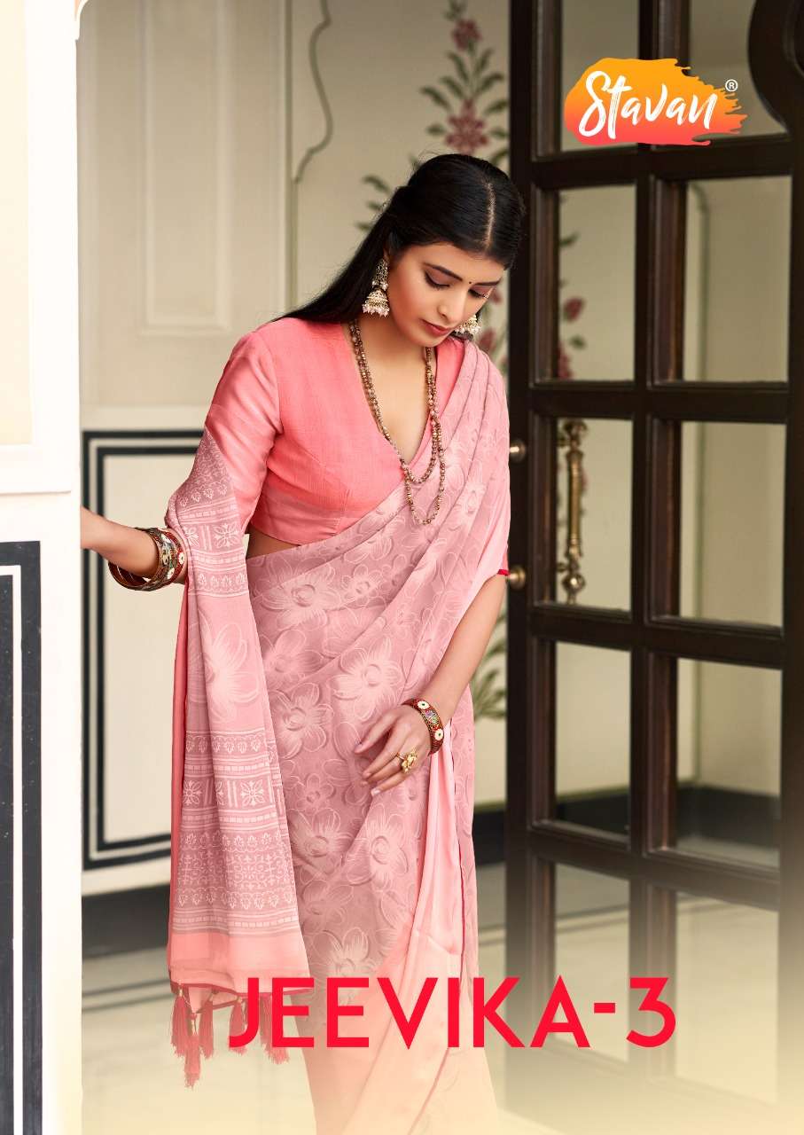 jeevika vol 3 by stavan weightless sartin border sarees lowest cost 