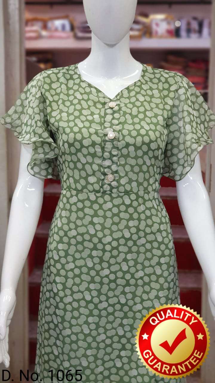 k4u 1065 design georgette gown with belt and umbrella sleeves 