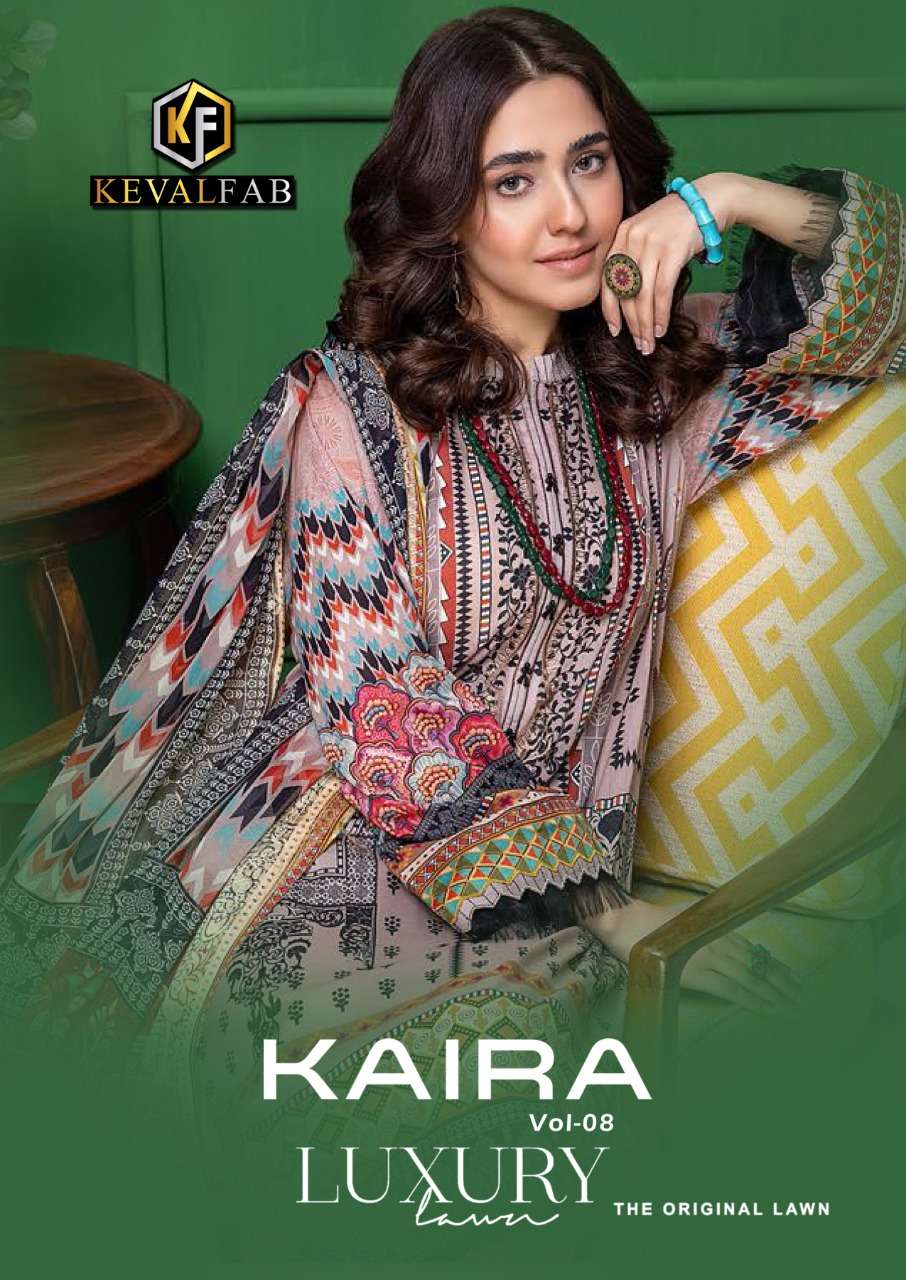 keval fab kaira vol 8 karachi print lawn cotton dress materials 