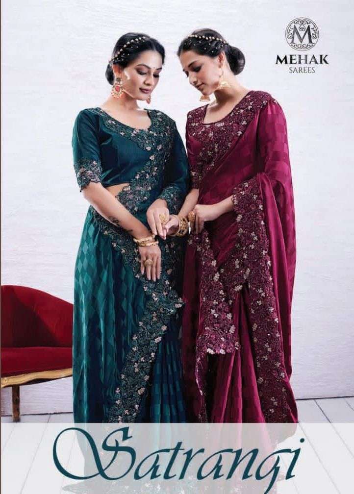 mehak sarees satarangi heavy fancy look design sarees wholesaler 