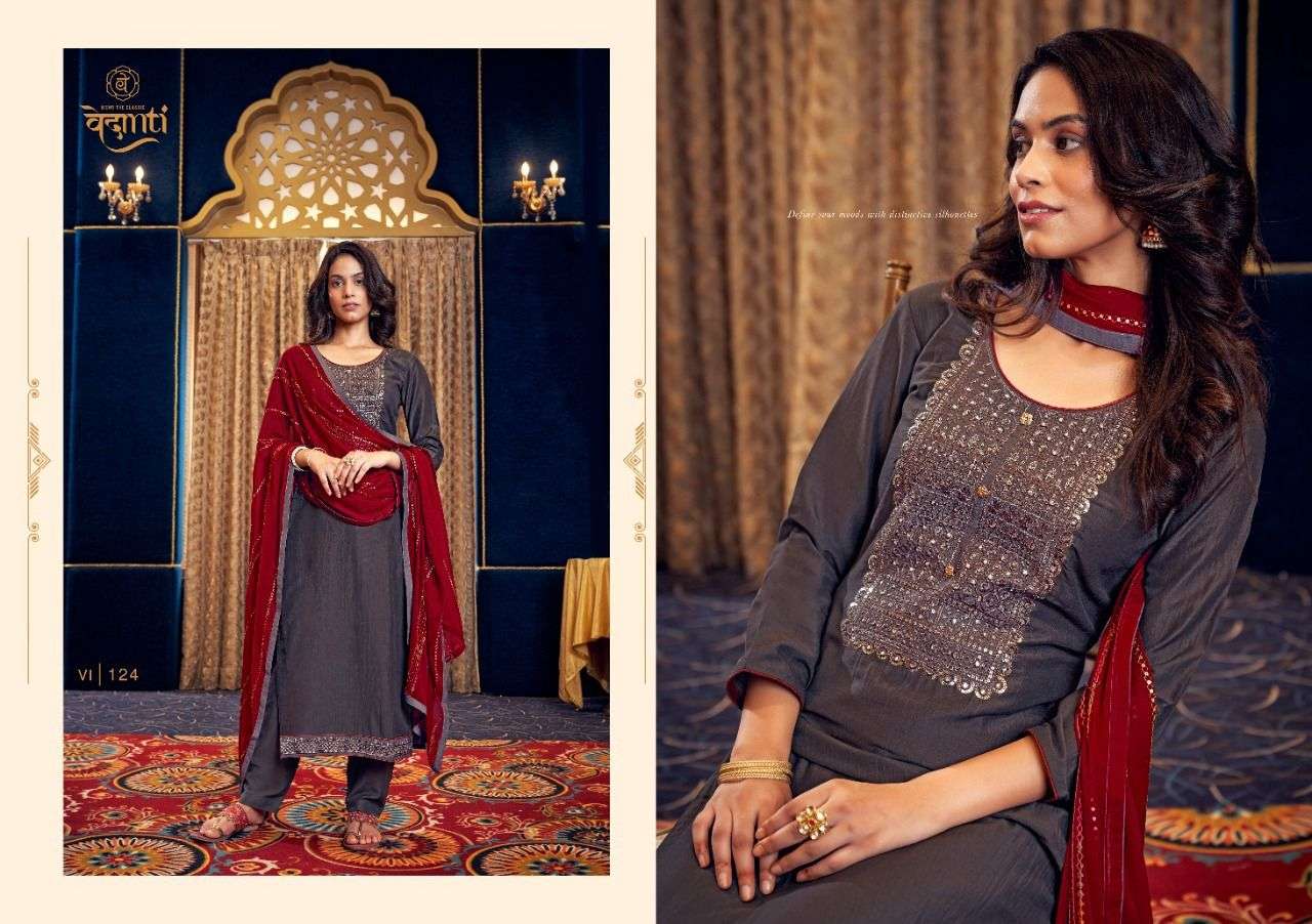 mugdha by vedanti silk with work casual salwar kameez