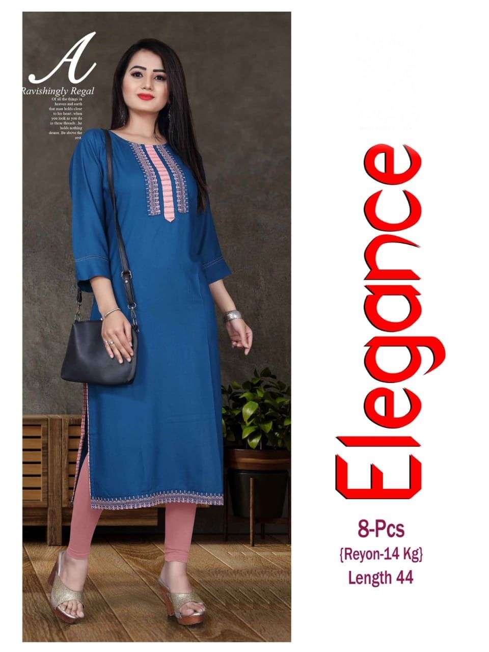 NEW ELEGANCE HEAVY RAYON EMBROIDERY WORK CASUAL PATTERN KURTI CATALOG WHOLESALER BEST RATE