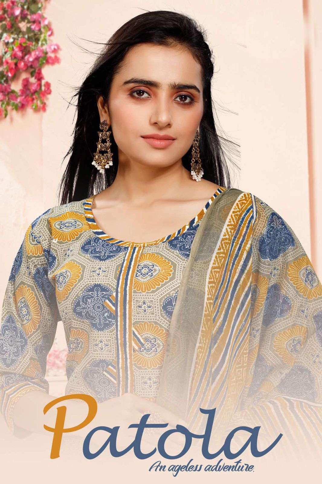 NEW PATOLA HEAVY camric Jaipuri print READYMADE PATIYALA SUIT CATALOG WHOLESALER BEST RATE