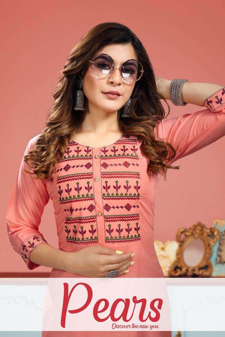 NEW PEARS HEAVY RAYON WITH EMBROIDERY WORK TOP WITH PANT CATALOG WHOLESALER BEST RATE