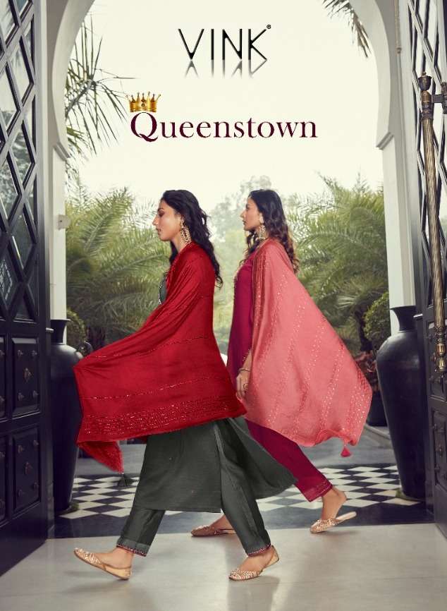 queenstown by vink readymade kurta with pants & dupatta set export 