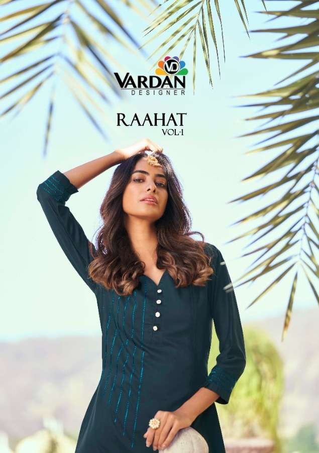 raahat vol 1 by vardan silk embroidery kurti with pant collection