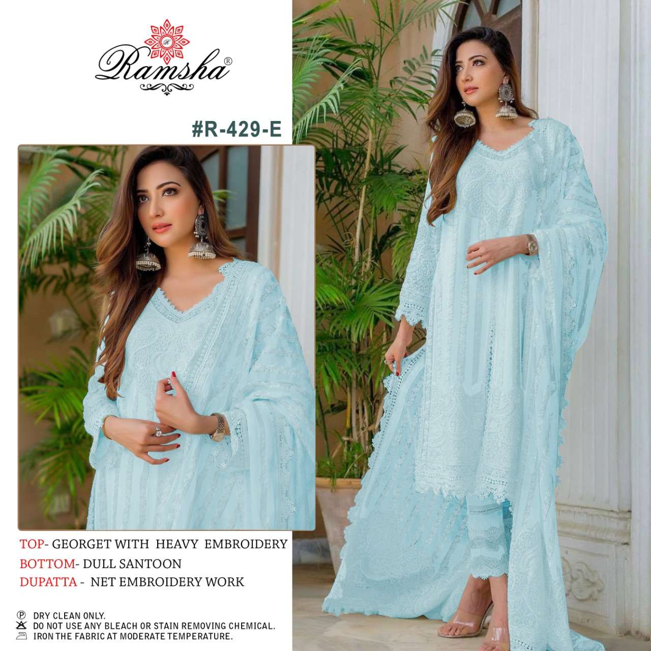 ramsha 429 georgette work pakistani dress materials