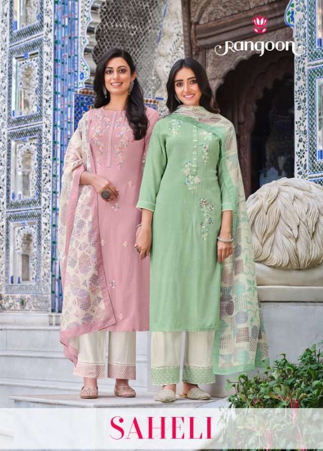 rangoon saheli readymade top with plazzo pant and dupatta 