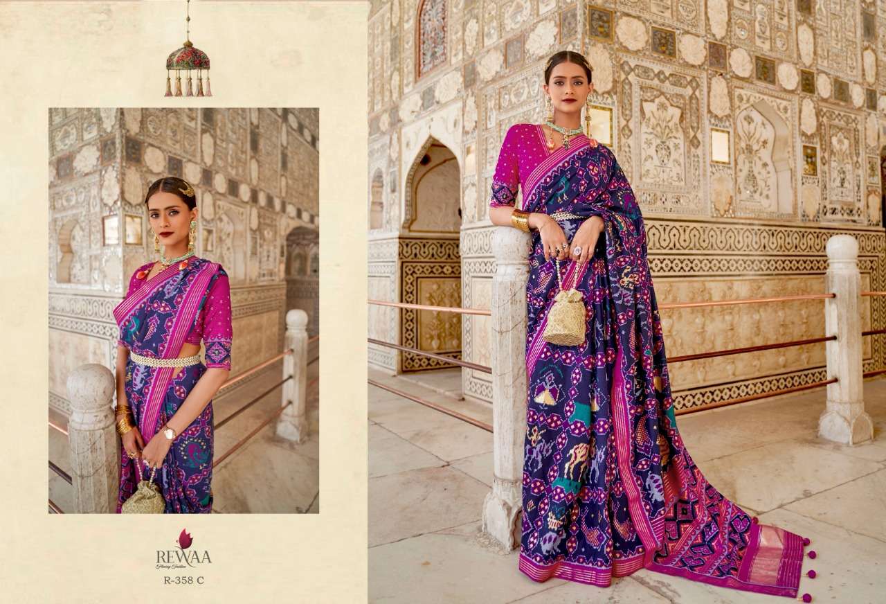 rewaa patrani 357-359 design colors patola silk sarees exports 