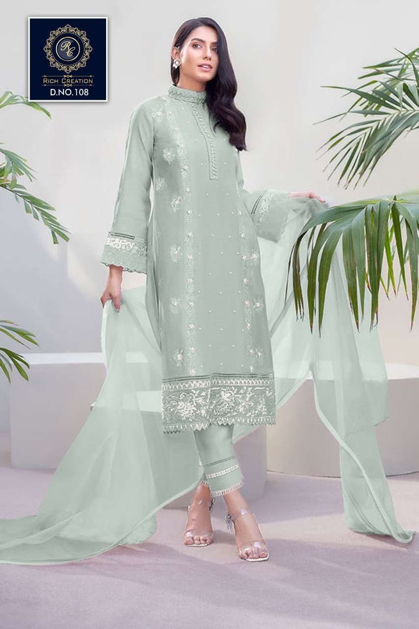 rich creation 108 design readymade suits pakistani concept supply jammu kashmir delhi punjab 