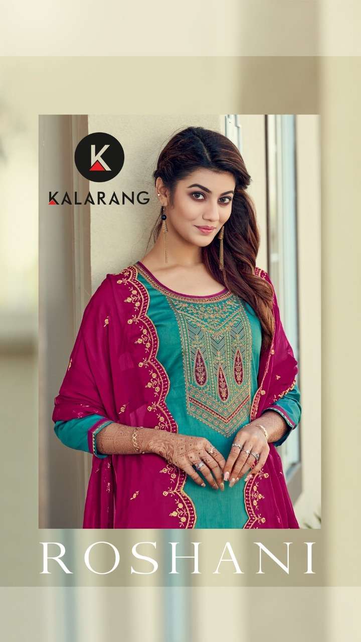 roshani by kalarang jam silk cotton casual dress materials