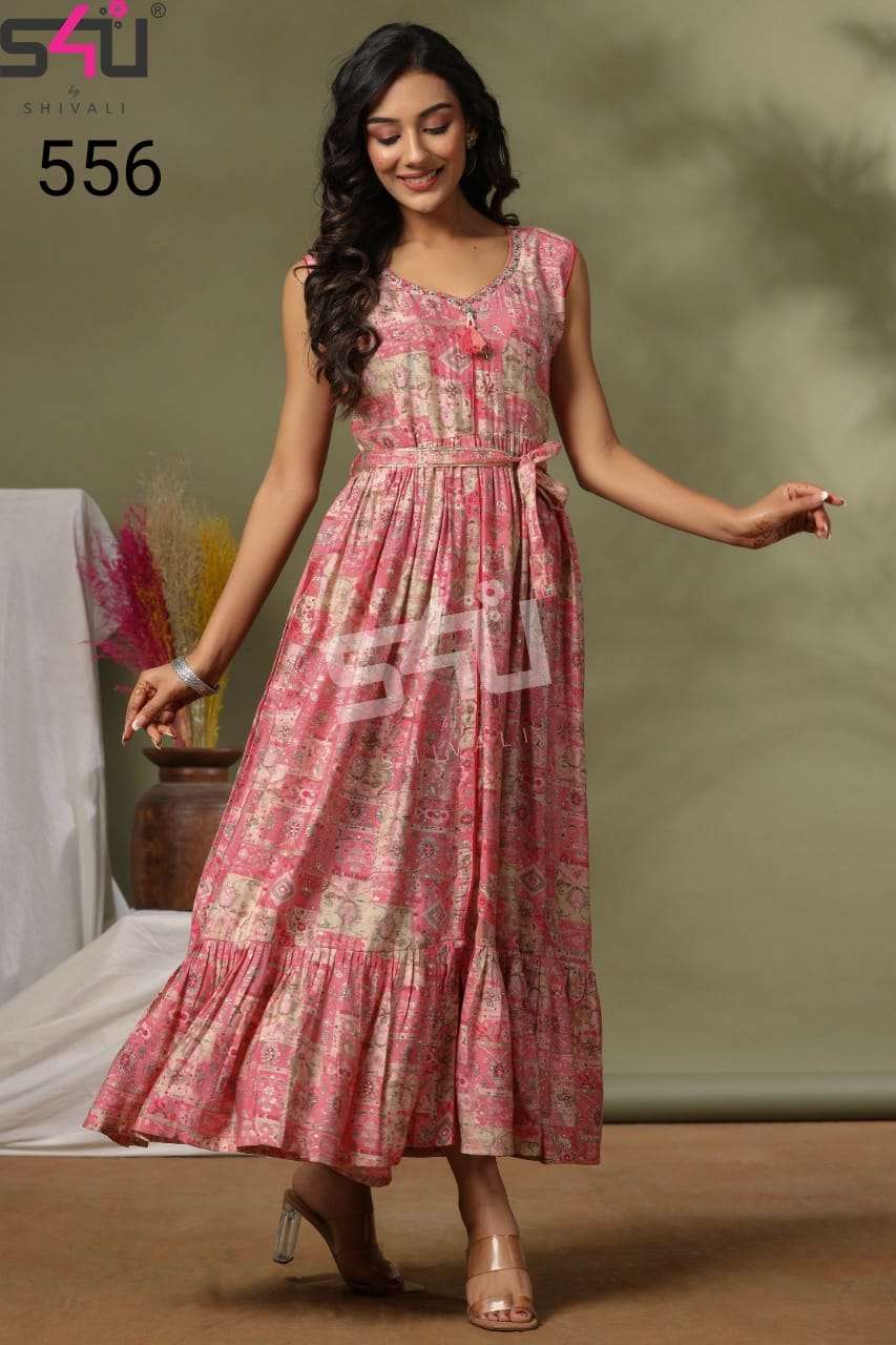 s4u 556 design beautiful long kurti combo set 