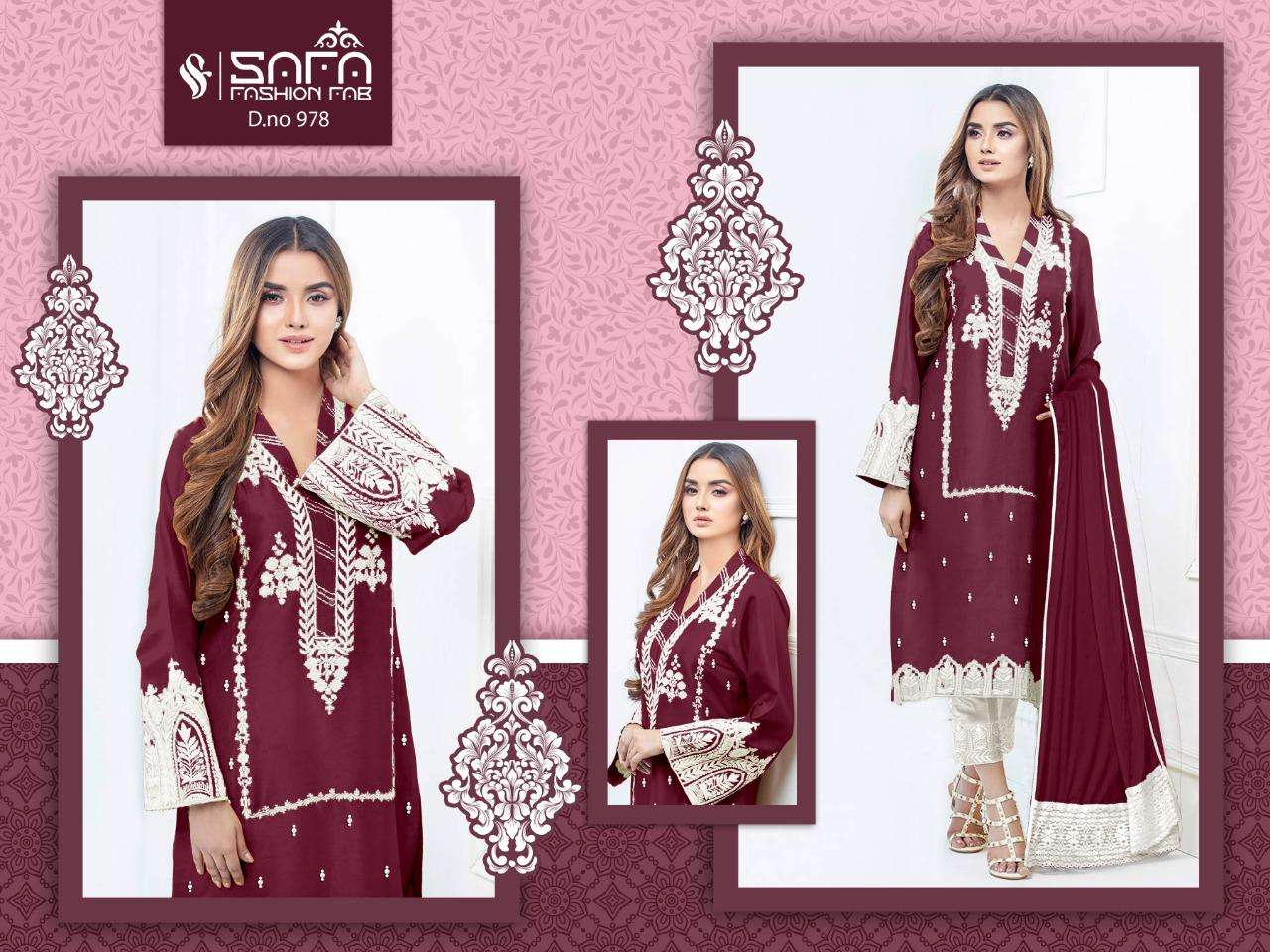 safa fashion 978 georgette pakistani readymade suit exporter in surat