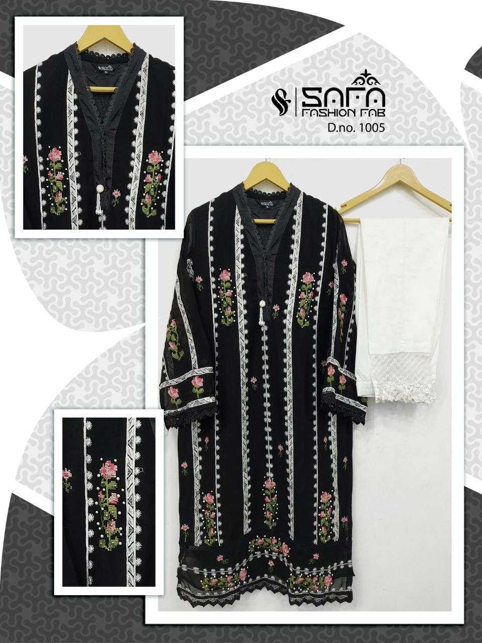 safa fashion d no 1005 exclusive georgette pakistani kurti with pant supplier