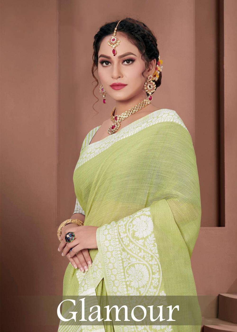 sangam prints glamour linen cotton saris wholesaler