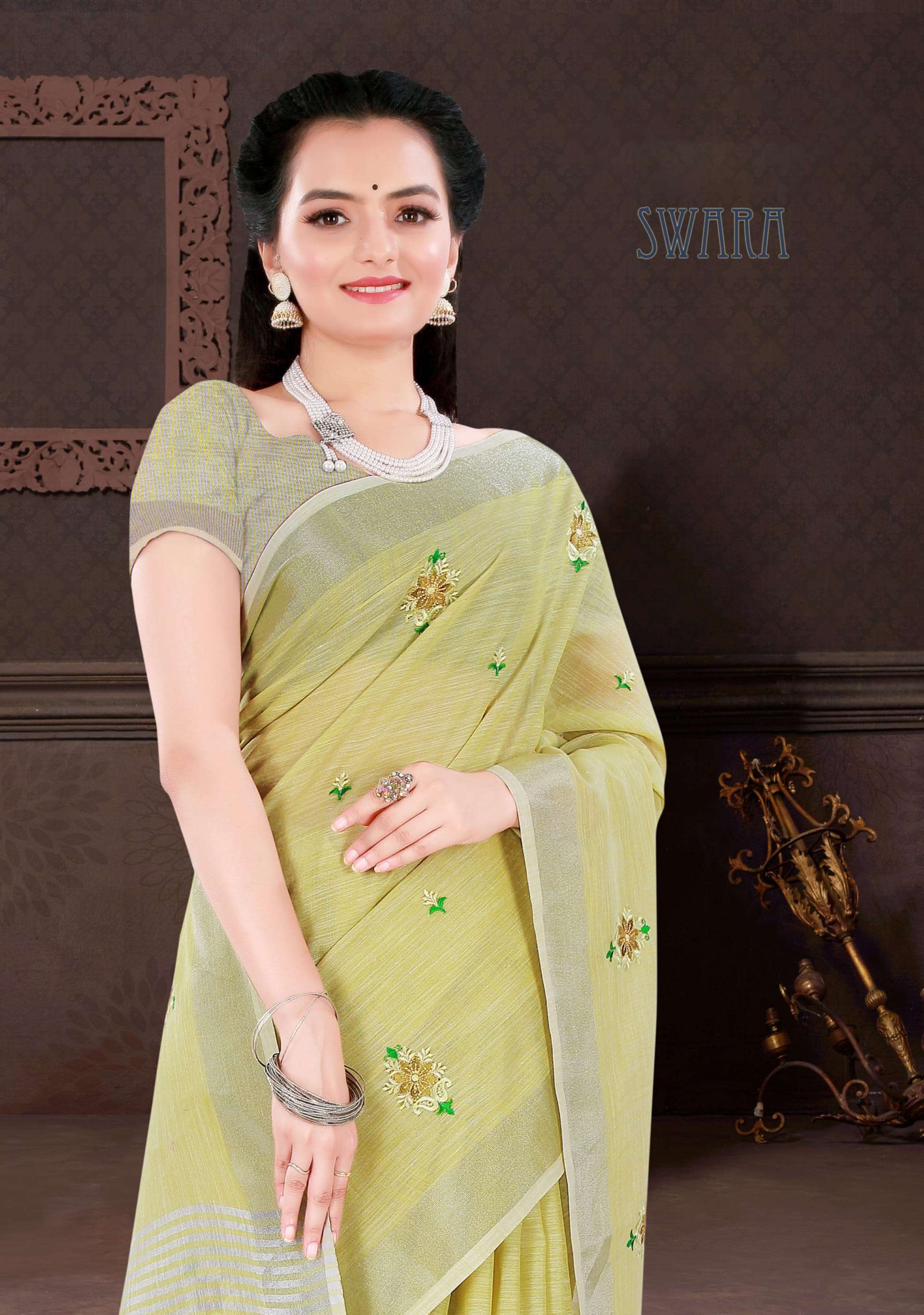 riwazo swara linen embroidered saris wholesaler