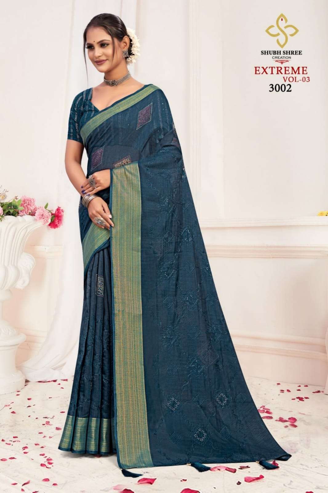 shubh shree creation extreme 3 fancy cotton sarees wholesaler 