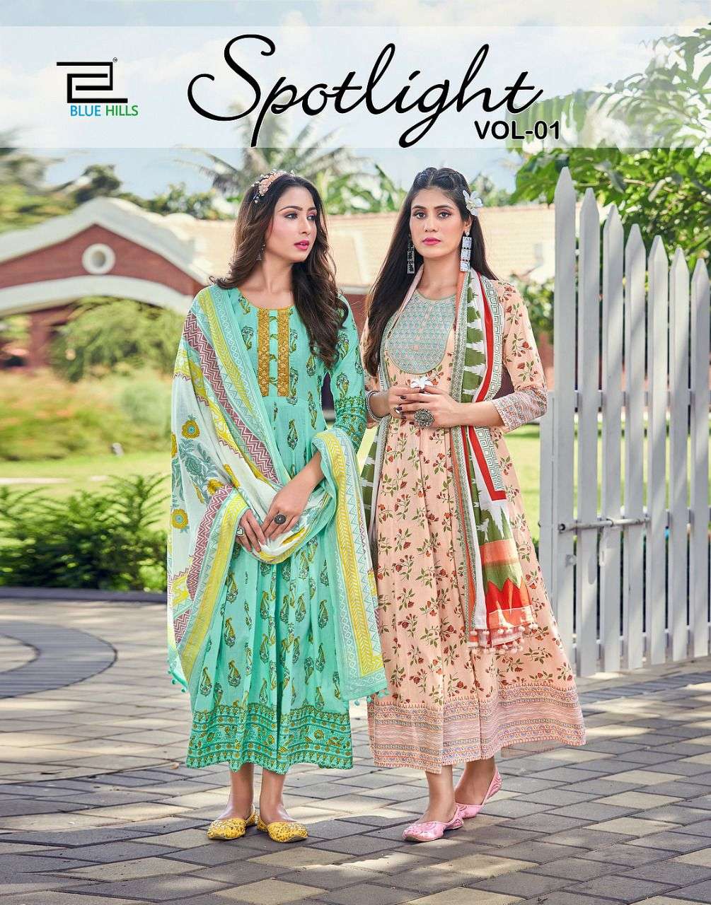 spotlight vol 1 by blue hills cotton long gown with dupatta
