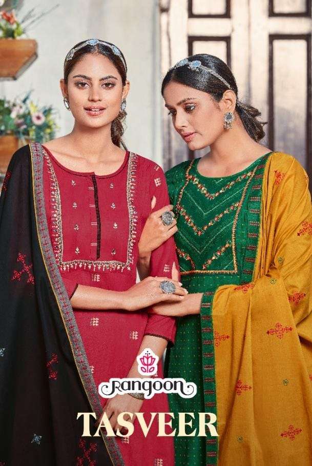 tasveer by rangoon cotton readymade plazzo style 3 piece collection