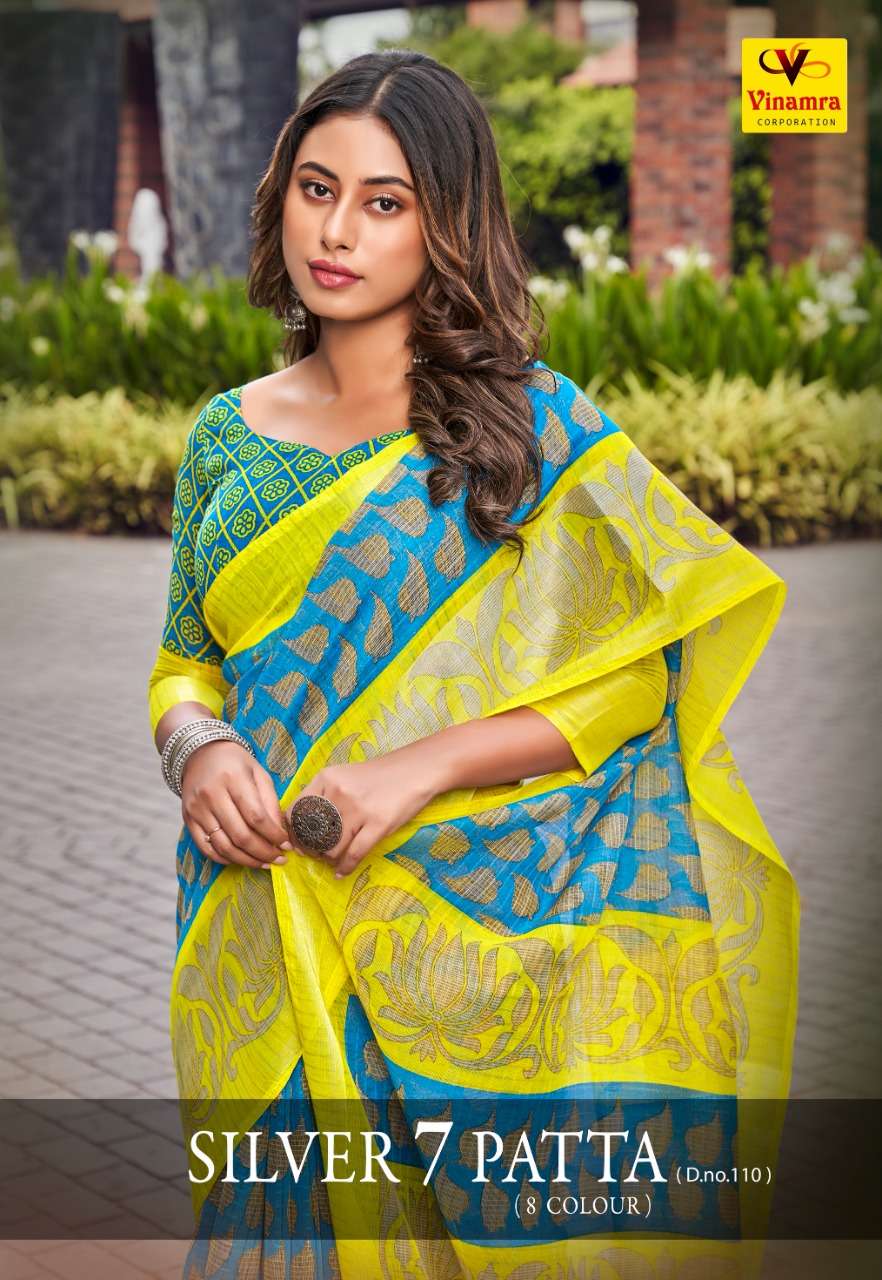 vinamra silver 7 patta 110 design uniform saree collection wholesaler 