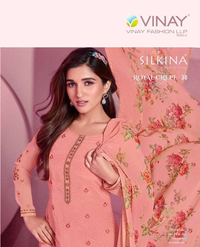 vinay royal crepe vol 38 silkina 38 60541-60548 series new design crape dresses 