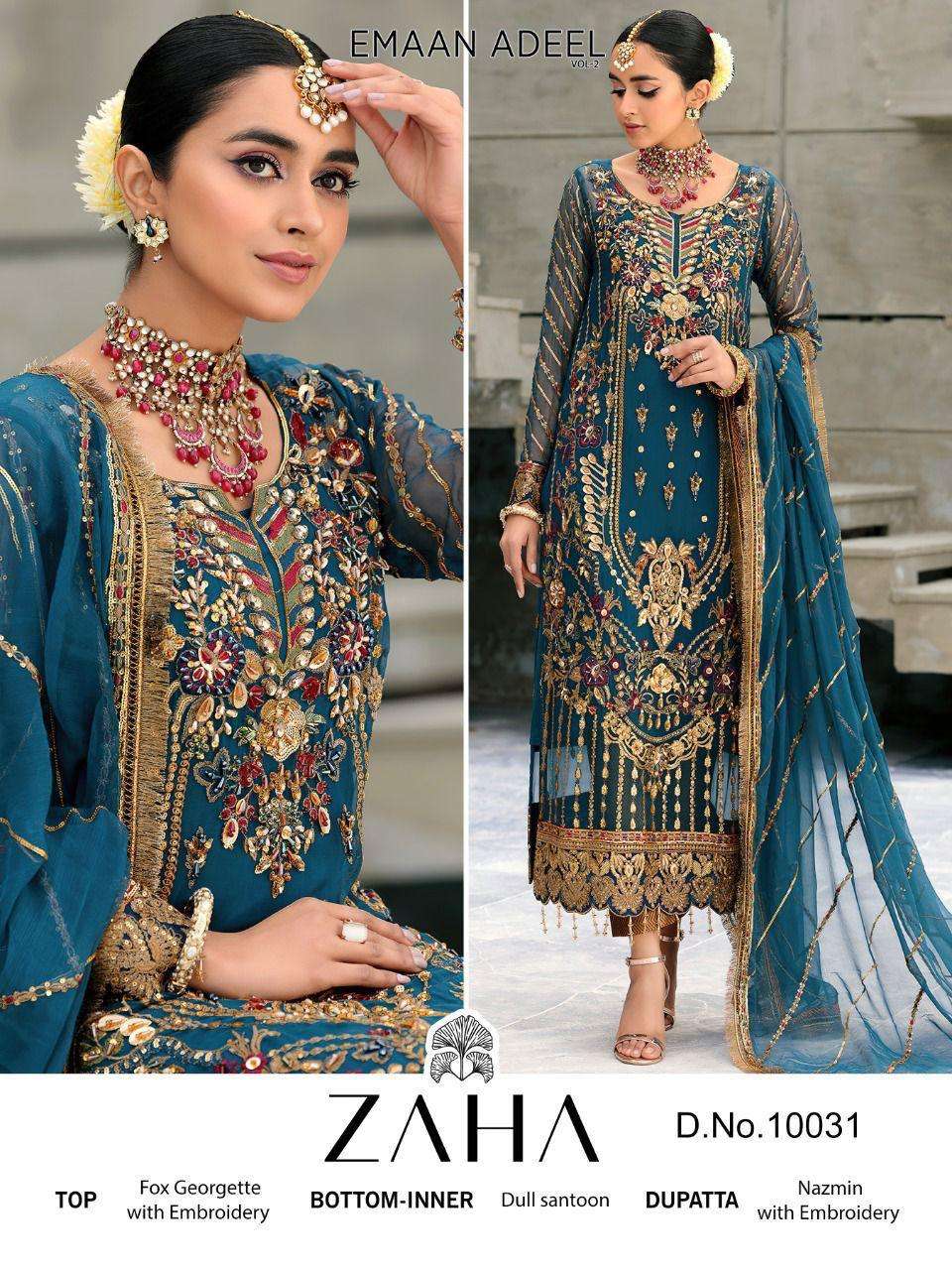 zaha 10031 design pakistani embroidery dress single pc at wholesale price 
