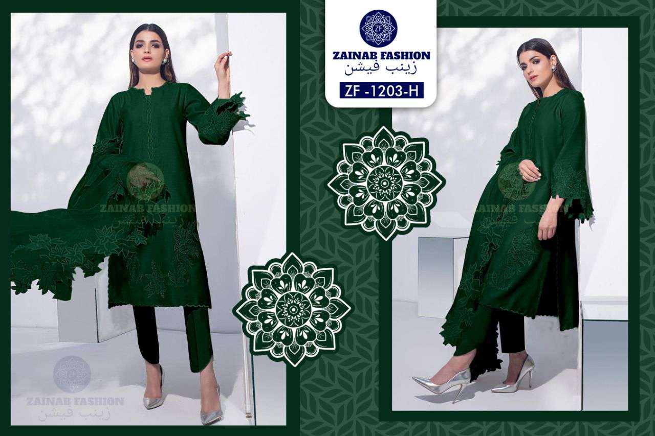 zainab fashion 1203 jam satin readymade fancy 3 piece collection