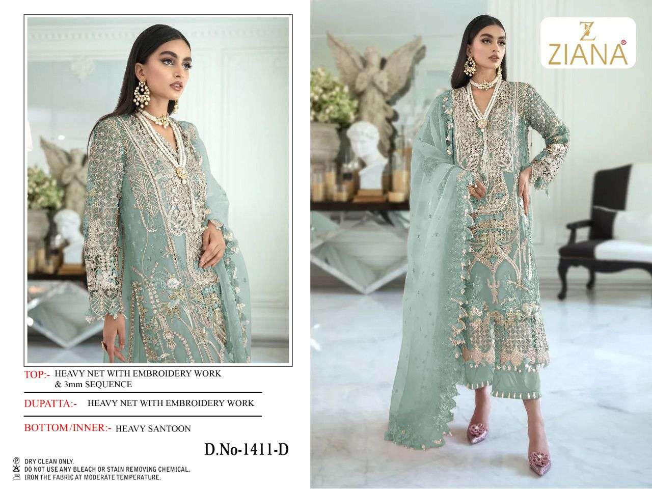 ziana 1411 design georgette embroidery dress material at krishna creation surat