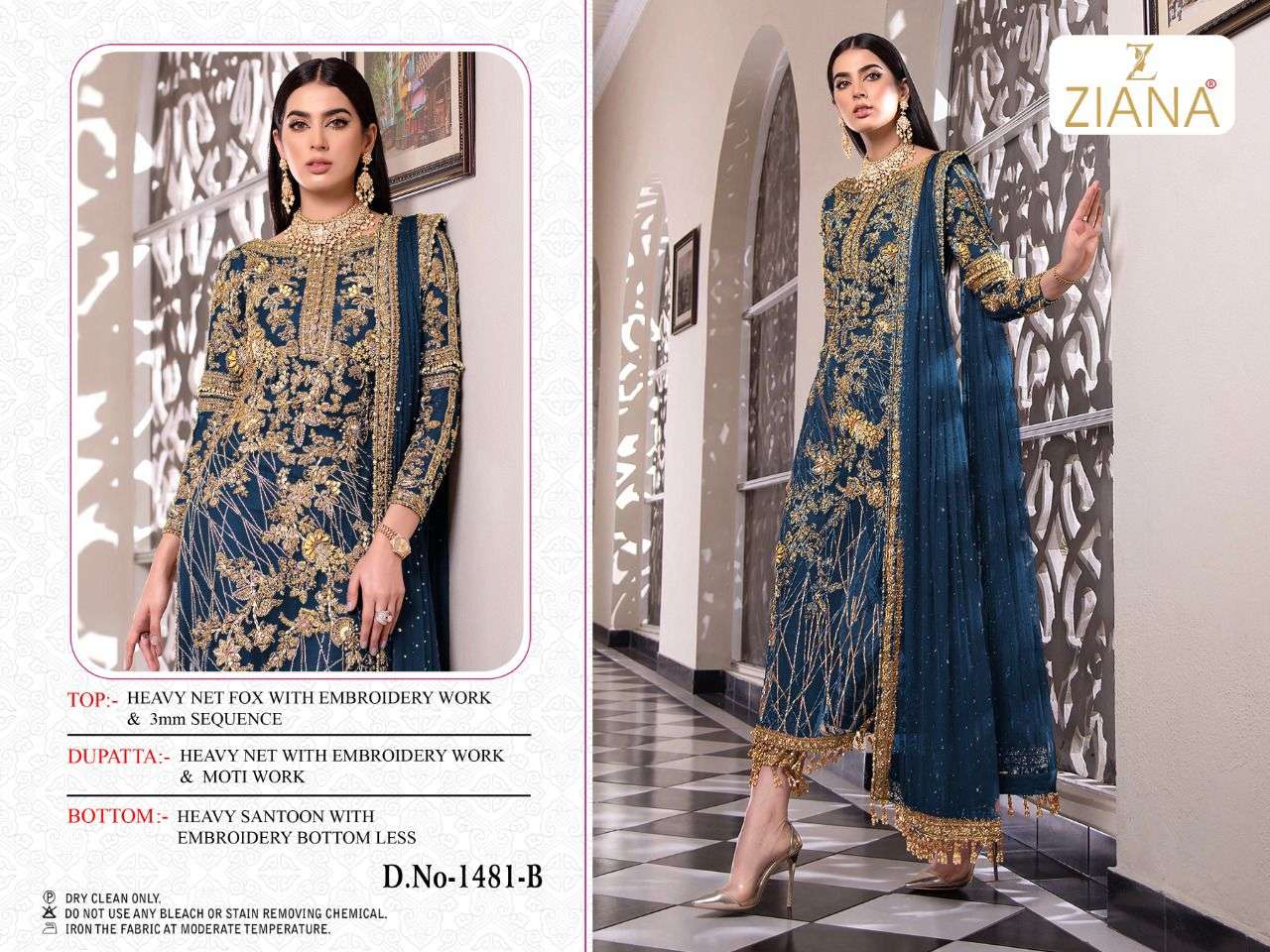 ziana 1481 design georgette embroidery dress material at krishna creation surat