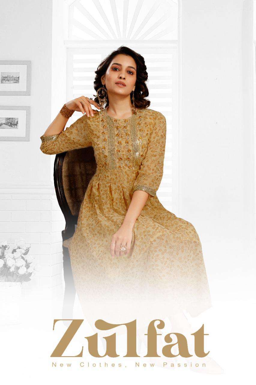 Zulfat HEAVY Georgette sequence work Frock style KURTI CATALOG WHOLESALER BEST RATE