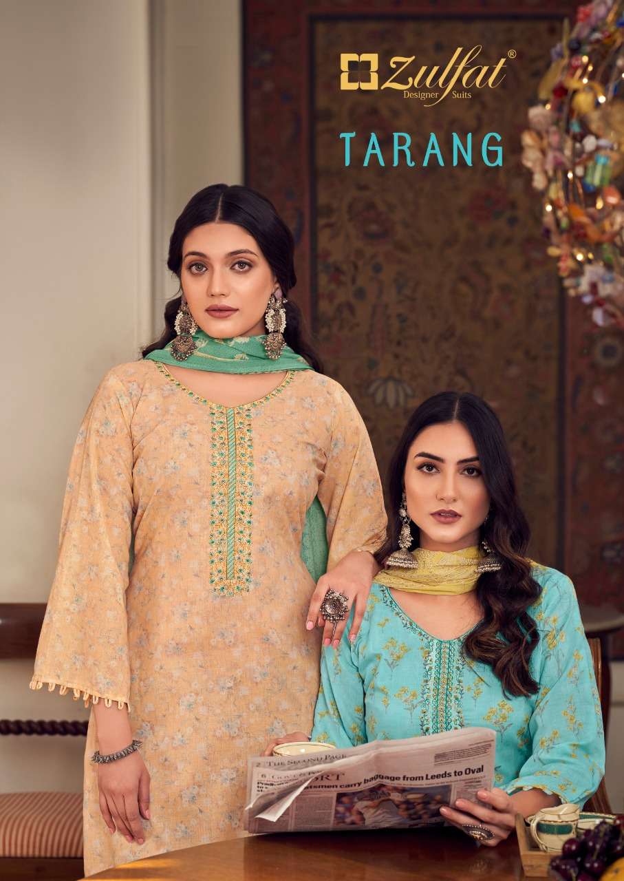 zulfat tarang cotton casual wear fancy dress materials