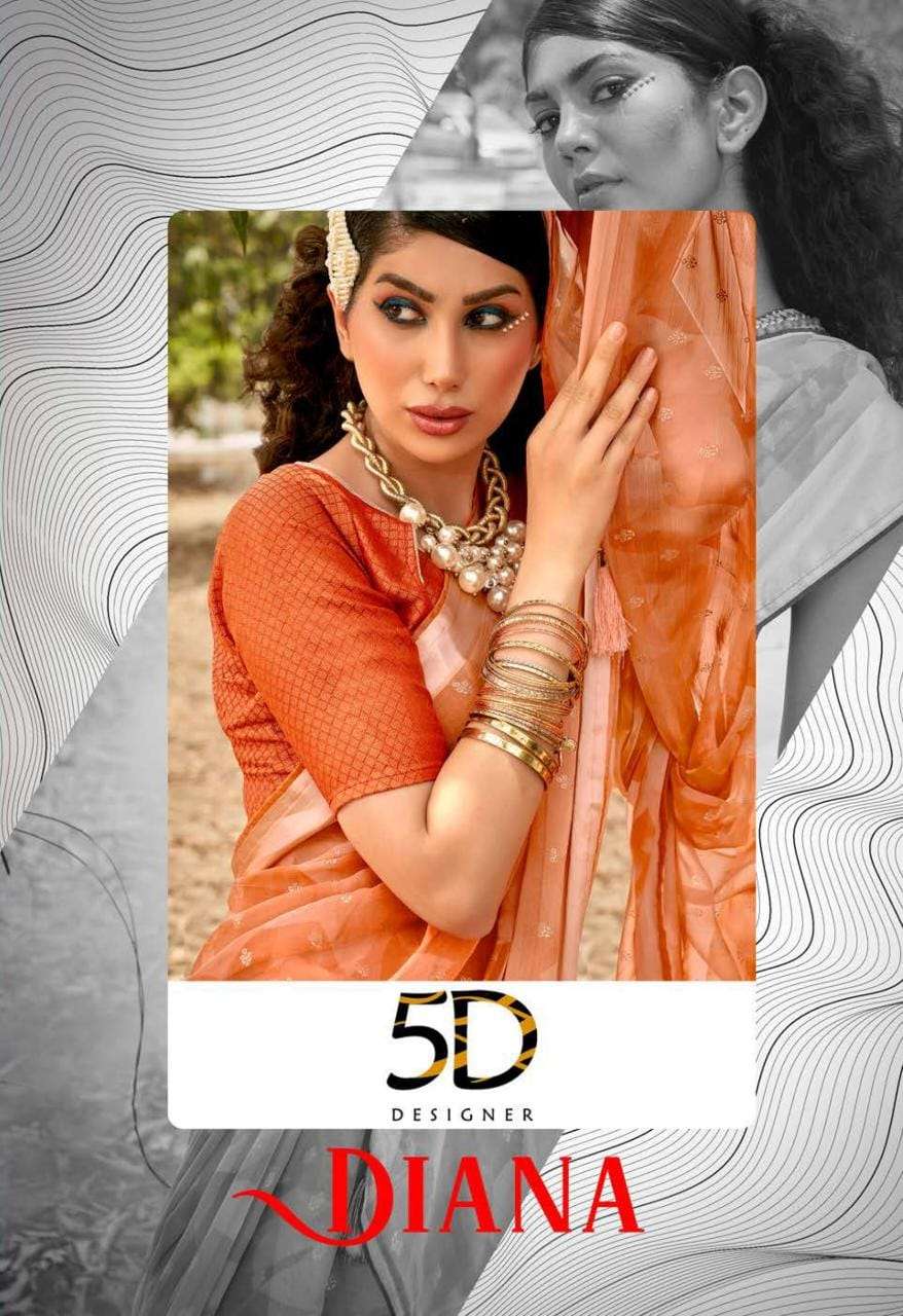 5d designer diana chiffon printed fancy sarees