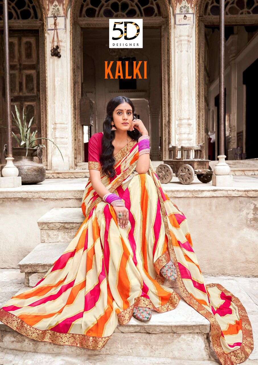 5d designer kalki weightless leheriya printed sarees